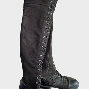 Boots Above the knee very soft thick comfy over the knee suede like black boots7